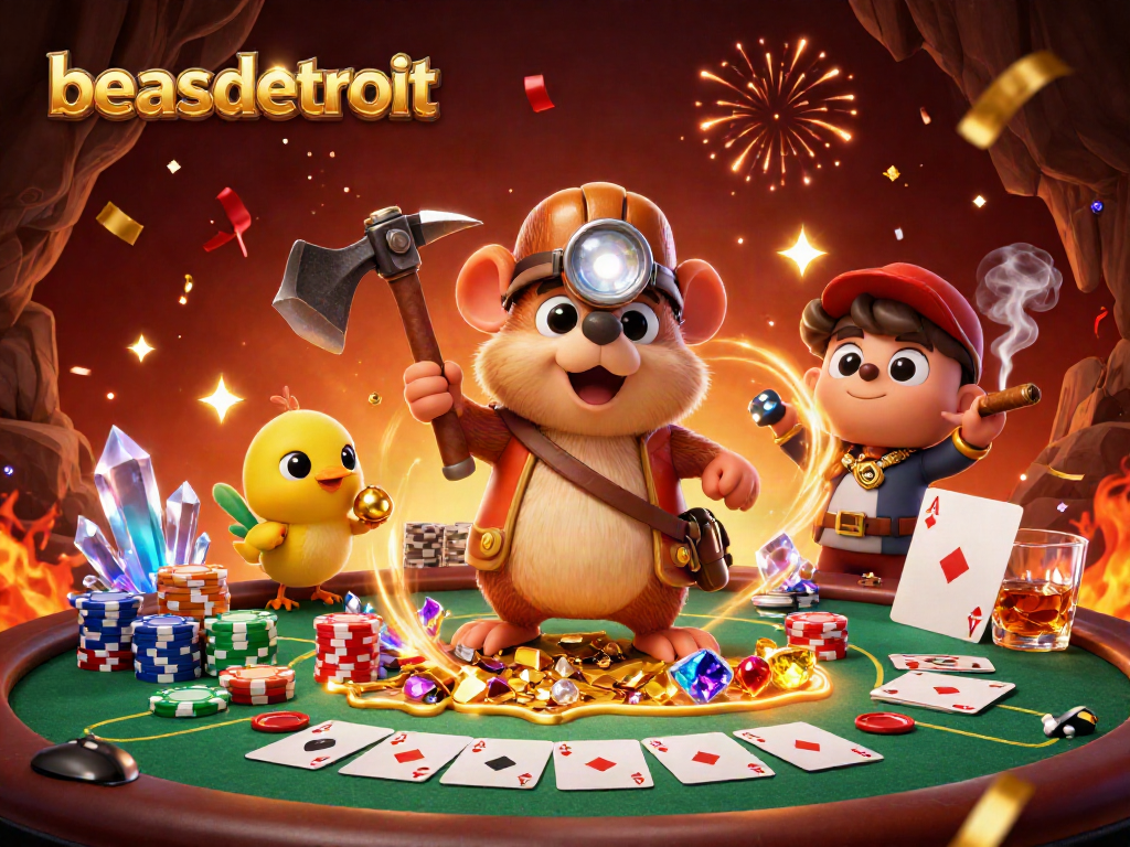 Experience thrilling gaming at beasdetroit with poker chips and vibrant 3D casino elements.