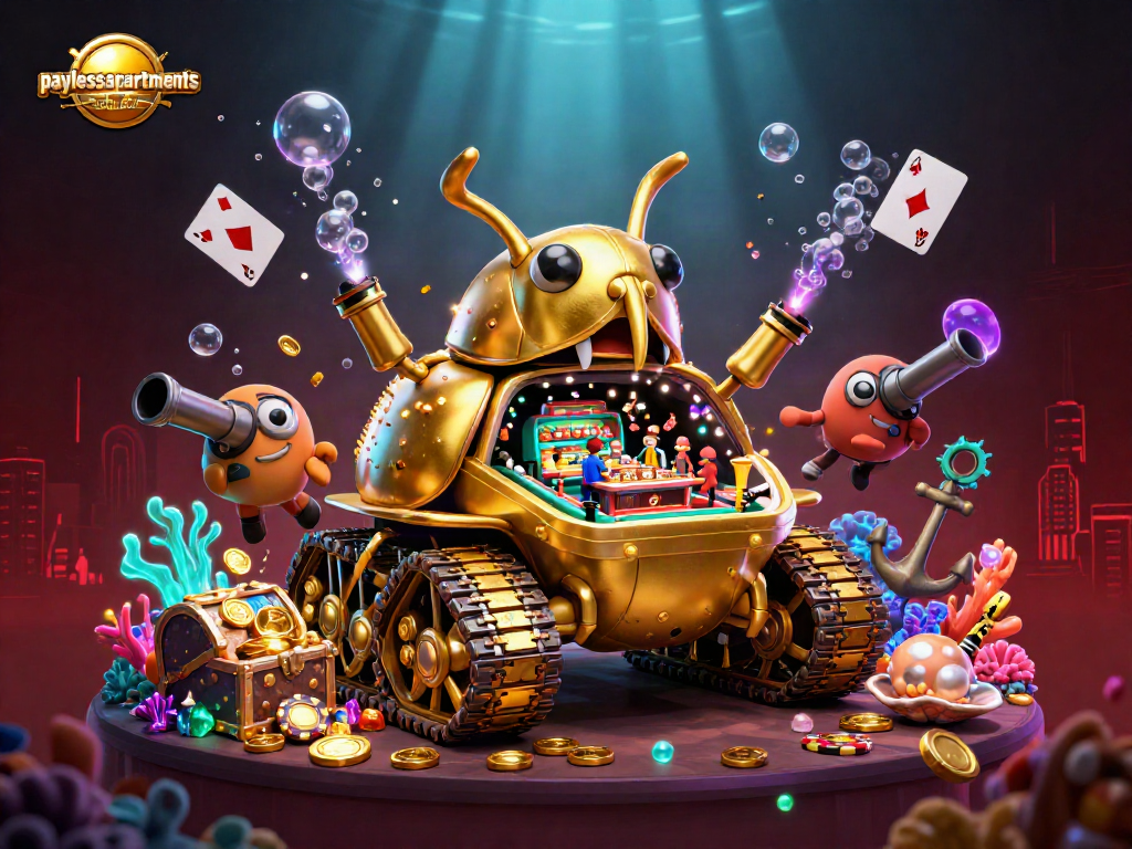 Engage with paylessapartments casino concepts in a vibrant, dynamic 3D illustration depicting gaming excitement.